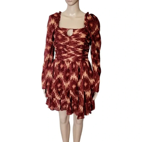 House of Harlow 1960 boho ruffle tiered long sleeve dress size medium - Picture 1 of 10